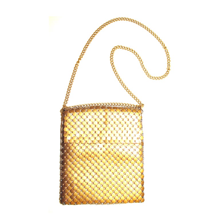 WHITING & DAVIS Brassy Gold Metal Shoulder Bag