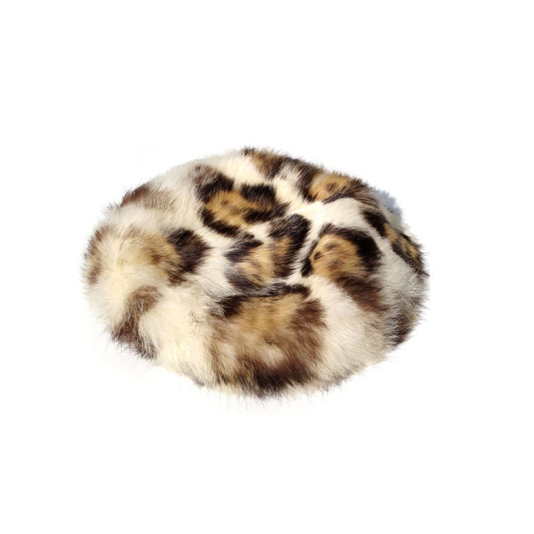 LEOPARD Print RABBIT FUR Hat