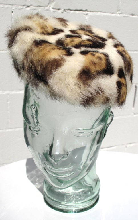 Women's LEOPARD Print RABBIT FUR Hat