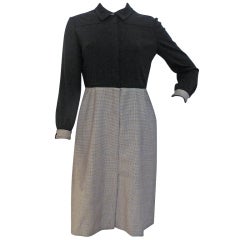 OSCAR DE LA RENTA Classic Wool Black & Mini Check Dress