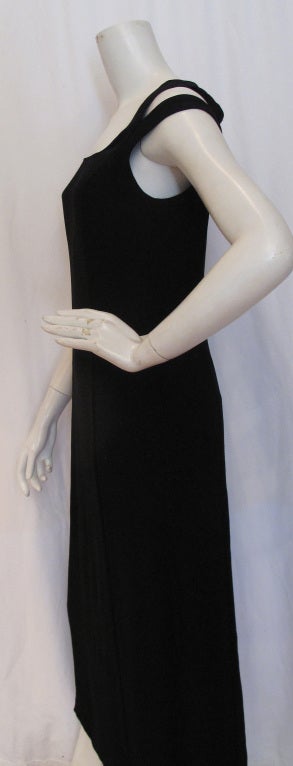 Please contact dealer prior to purchase for White Glove shipping options.

STATE OF CLAUDE MONTANA 90s Black Column Dress With Peek-A-Boo Shoulders