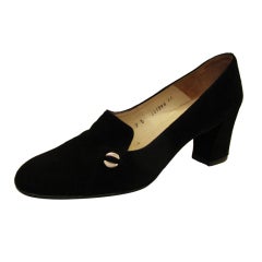 Vintage BALLY Boutique de Paris Mod Black Suede Heels