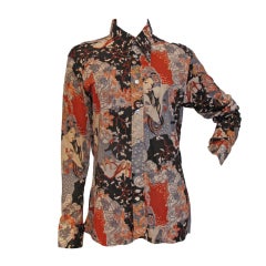 1970s MUCHA Art Nouveaux Poly Disco Shirt at 1stDibs