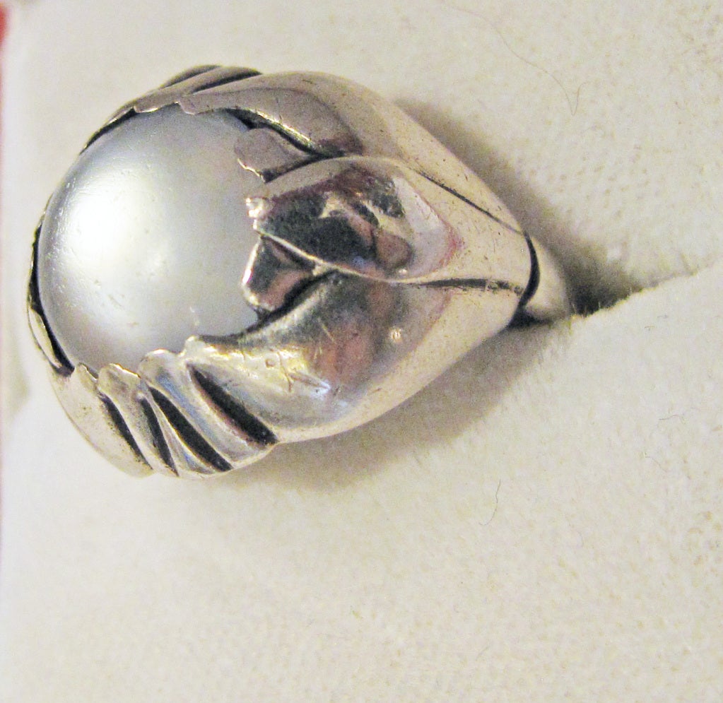 Vintage GEORG JENSEN STERLING MOON STONE #59 RING Stamped on the inside. Size 7.5