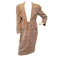 Vintage Karl Lagerfeld Raw Silk Micro Check Woven Suit