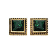 YSL Emerald Green Clip-On Earrings