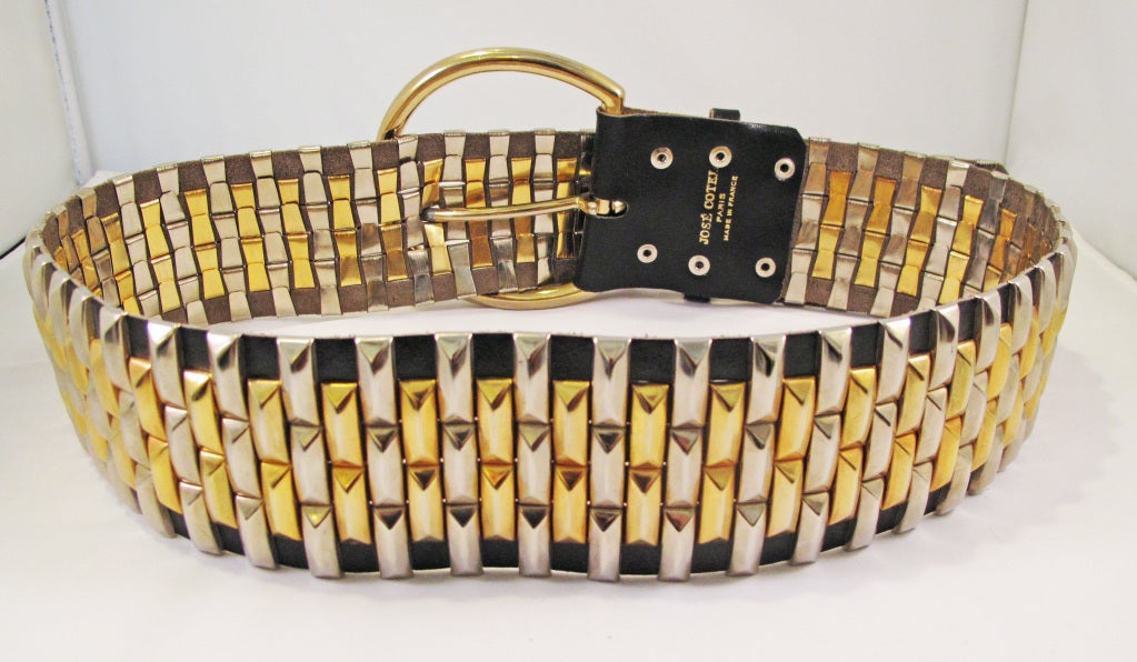 Jose Cotel Black Leather w Gold and Silver Studs Belt 1