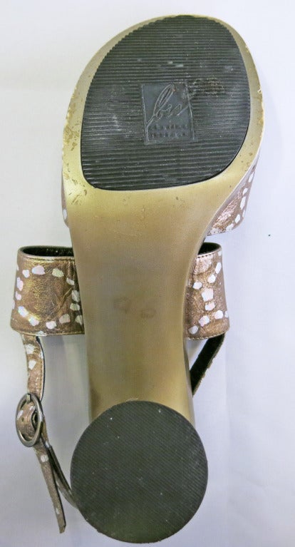 Women's Stacked Heel opalescent 90s CHARLES JOURDAN platform heels