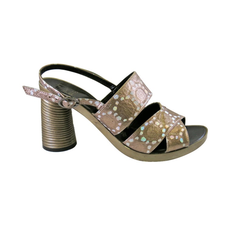 Stacked Heel opalescent 90s CHARLES JOURDAN platform heels