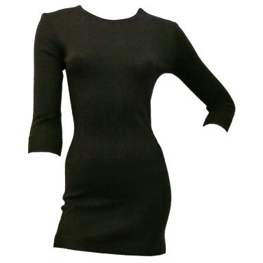 Moschino Pret-A-Porter Simple and Chic Black Wool Knit Dress