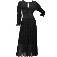 Black Silk CHANEL Gown w Front Wrap and Cutout