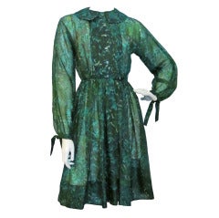 Retro Anne Fogarty Green Sheer Floral Dress