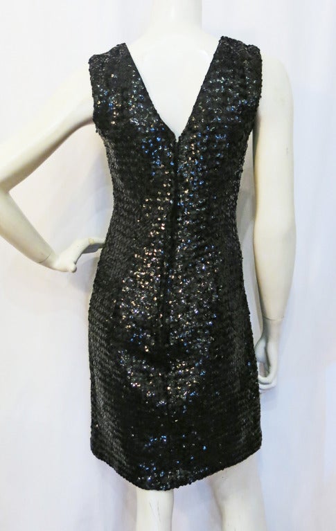 Suzy Perette Black Fully Sequined Cocktail Dress In Excellent Condition For Sale In Brooklyn, NY