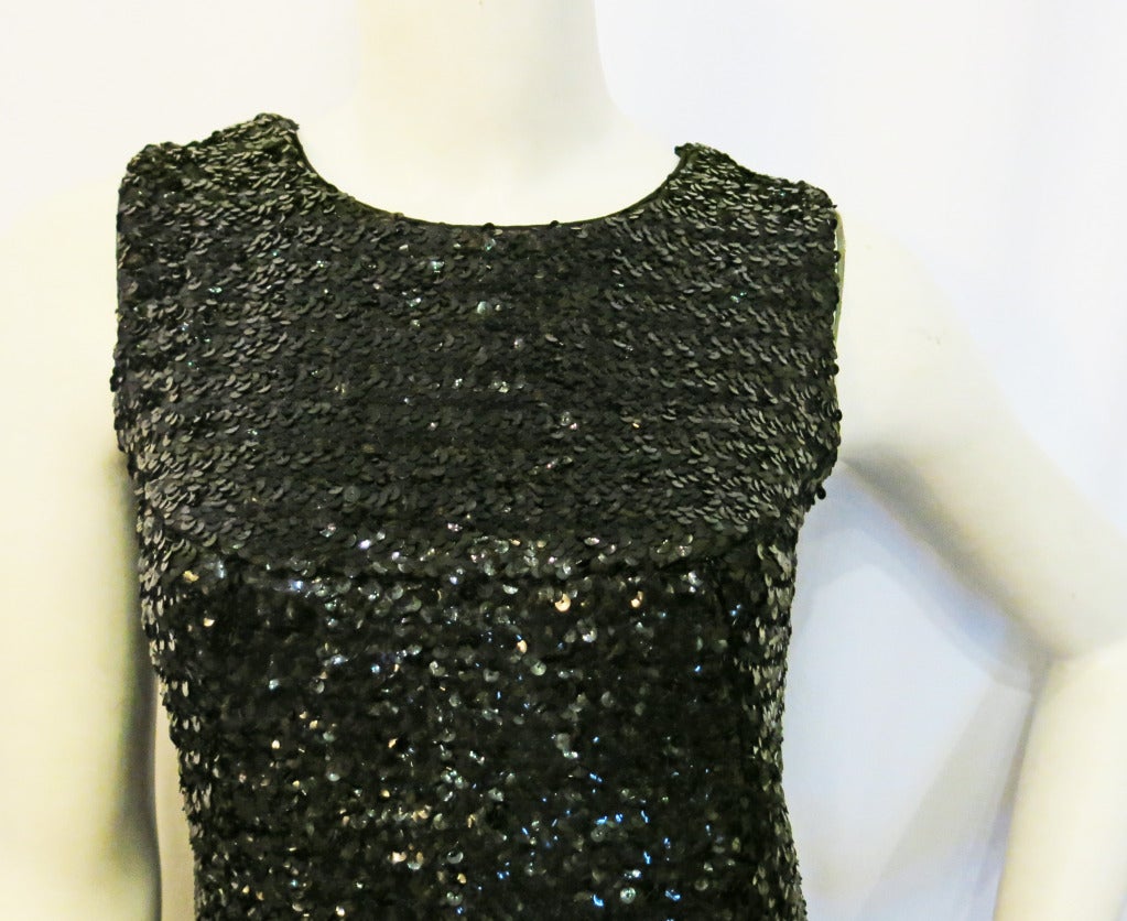 Women's Suzy Perette Black Fully Sequined Cocktail Dress For Sale