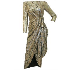 LILLIE RUBIN Gold Lace & Sequin Evening Gown