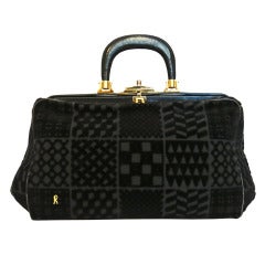 Retro Roberta Di Camerino Black Tapestry Doctors Bag