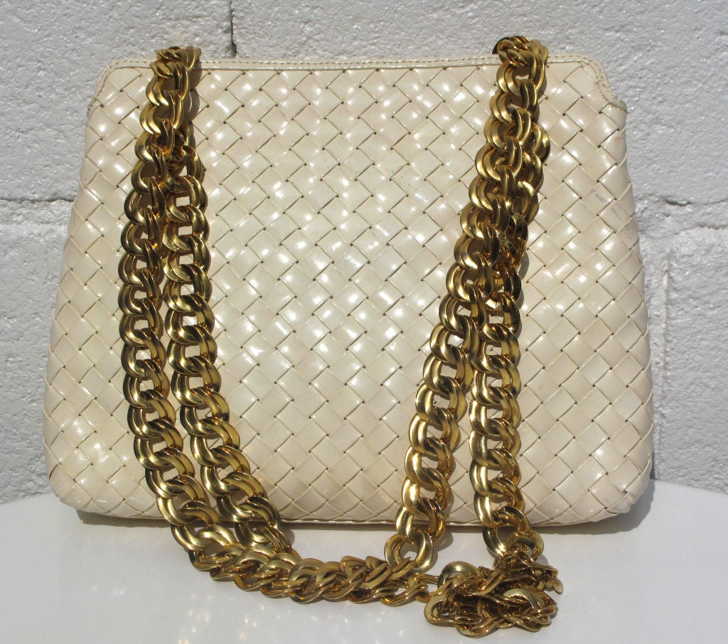 clear purse with gold chain