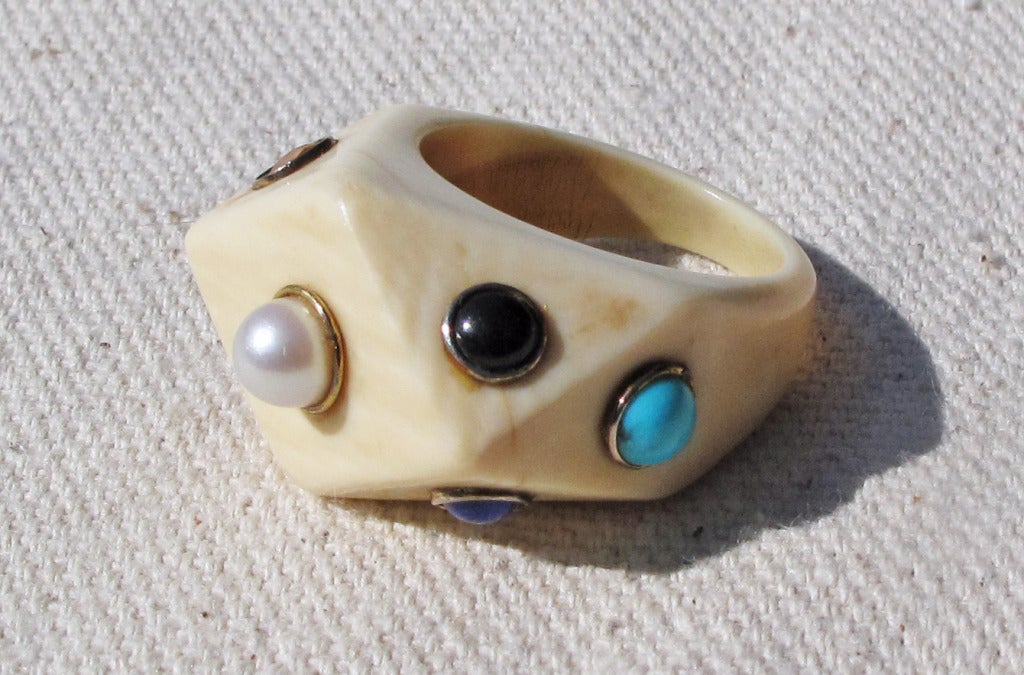 bone ring with stones