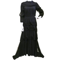 Cachet Black Beaded Layered Goth Gown