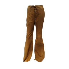 Soft Leather Authentic Hippie Bell Bottoms with Stitch Fly