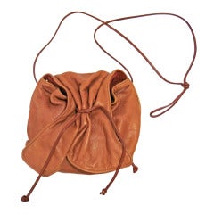 Vintage Carlos Falchi Rose Leather Clutch Shoulder Bag