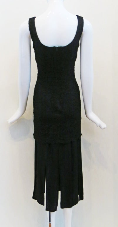 1990s Laundry by Shelli Segal Lace Dress w Wide Ribbon Fringe at 1stDibs