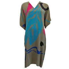 Vintage Oleg Cassini Boutique Abstract Silk Dress