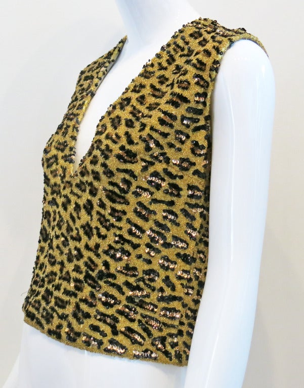 Please contact dealer prior to purchase for White Glove shipping options.

1960s Leopard Print Sequin Shell