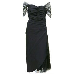 1950s Black Tulle Strapless Dress with Sheer Capelet For Sale at ...