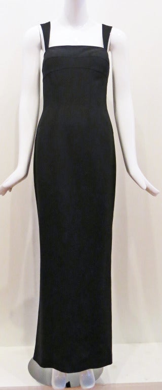 Thierry Mugler Black Body Con Full Length Dress, 1990s