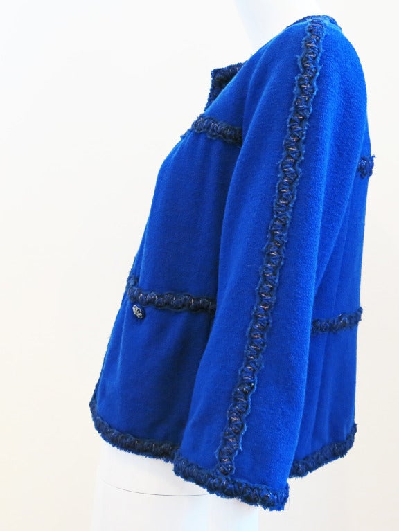 Please contact dealer prior to purchase for White Glove shipping options.

2007 Stunning Royal Blue Chanel Jacket with Silk Lining
