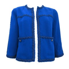 Stunning Royal Blue Chanel Jacket with Metallic Copper Trim