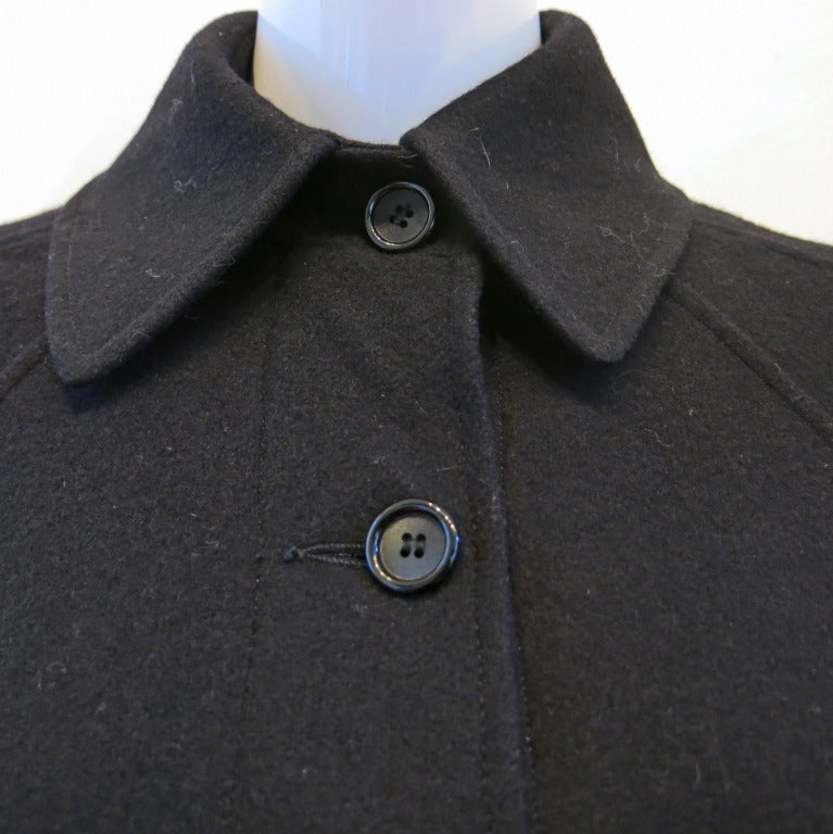 1970s Giorgio Sant'Angelo Black Wool Full Length Cape In Excellent Condition In Brooklyn, NY