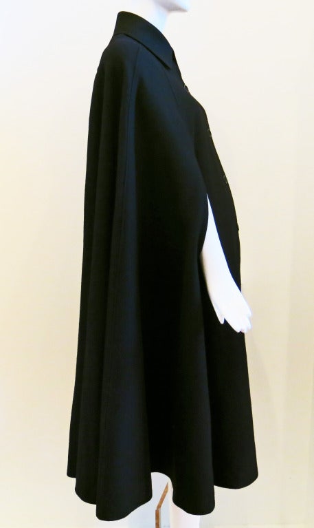 Women's 1970s Giorgio Sant'Angelo Black Wool Full Length Cape