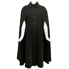 1970s Giorgio Sant'Angelo Black Wool Full Length Cape