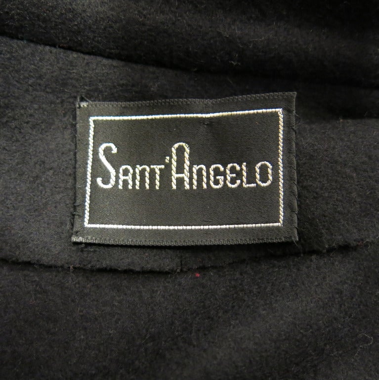 1970s Giorgio Sant'Angelo Black Wool Full Length Cape 2