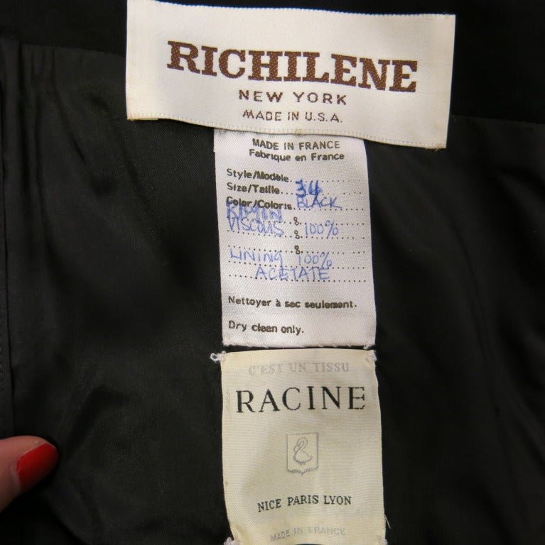 Richilene Black Column Gown with Asymmetrical Ruched Bodice For Sale 4