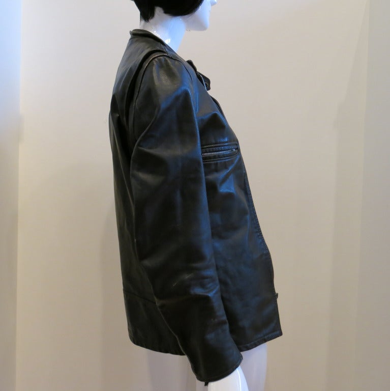 1960s Beck /Schott Men's Black Leather Cafe Jacket 1