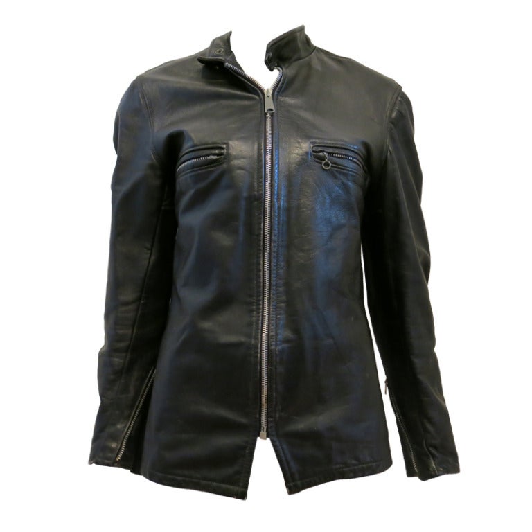 1960s Beck /Schott Men's Black Leather Cafe Jacket
