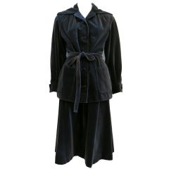 1970s Jaeger Charcoal Velour Skirt & Jacket Suit