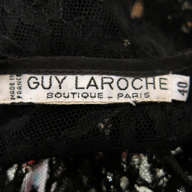 Guy Laroche Black Lace Long Sleeve Peplum Blouse 2