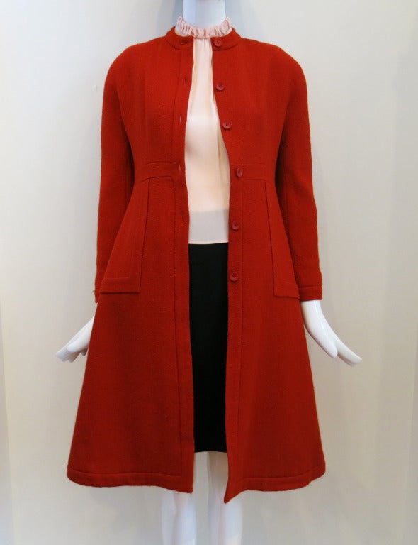 1960s Sybilla Red/Orange Nubby Wool Coat

Please contact dealer prior to purchase for White Glove shipping options.

Measurements (taken lying flat):
Shoulder to shoulder - 17