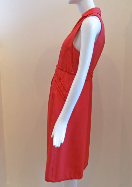 Ralph Rucci Chado Coral Cutout Back Dress In New Condition For Sale In Brooklyn, NY
