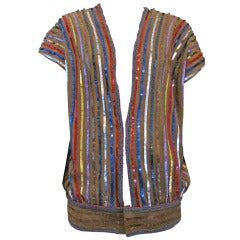Vintage 1970s Judith Ann Light Brown Suede Vest w/ Sequin Details