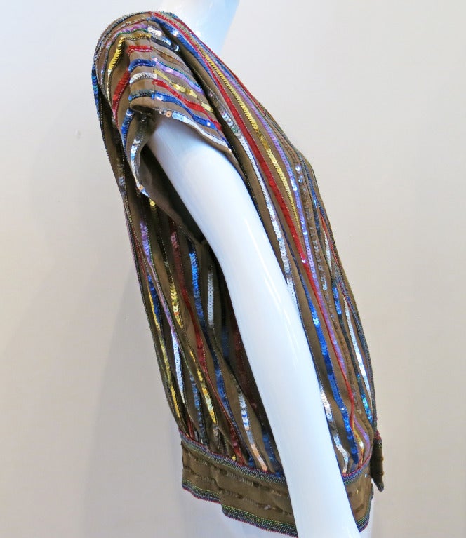 1970s Judith Ann Light Brown Suede Vest w/ Sequin Details