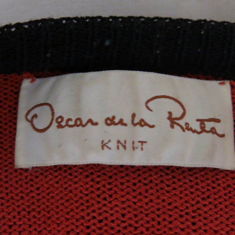 1980s Oscar de la Renta Red & Black Sweater Dress 3