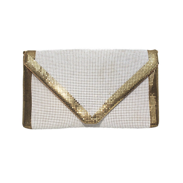 WHITING & DAVIS by LEO NARDUCCI Gold & White Metallic Purse