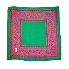 YVES ST LAURENT Bright Pink & Green Scarf