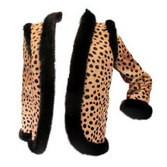 BILL BLASS Leopard Printed Pony & Mink Coat