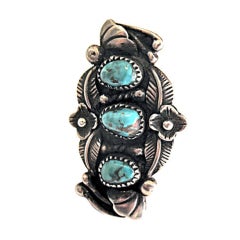 Ornate American Indian Turquoise Ring